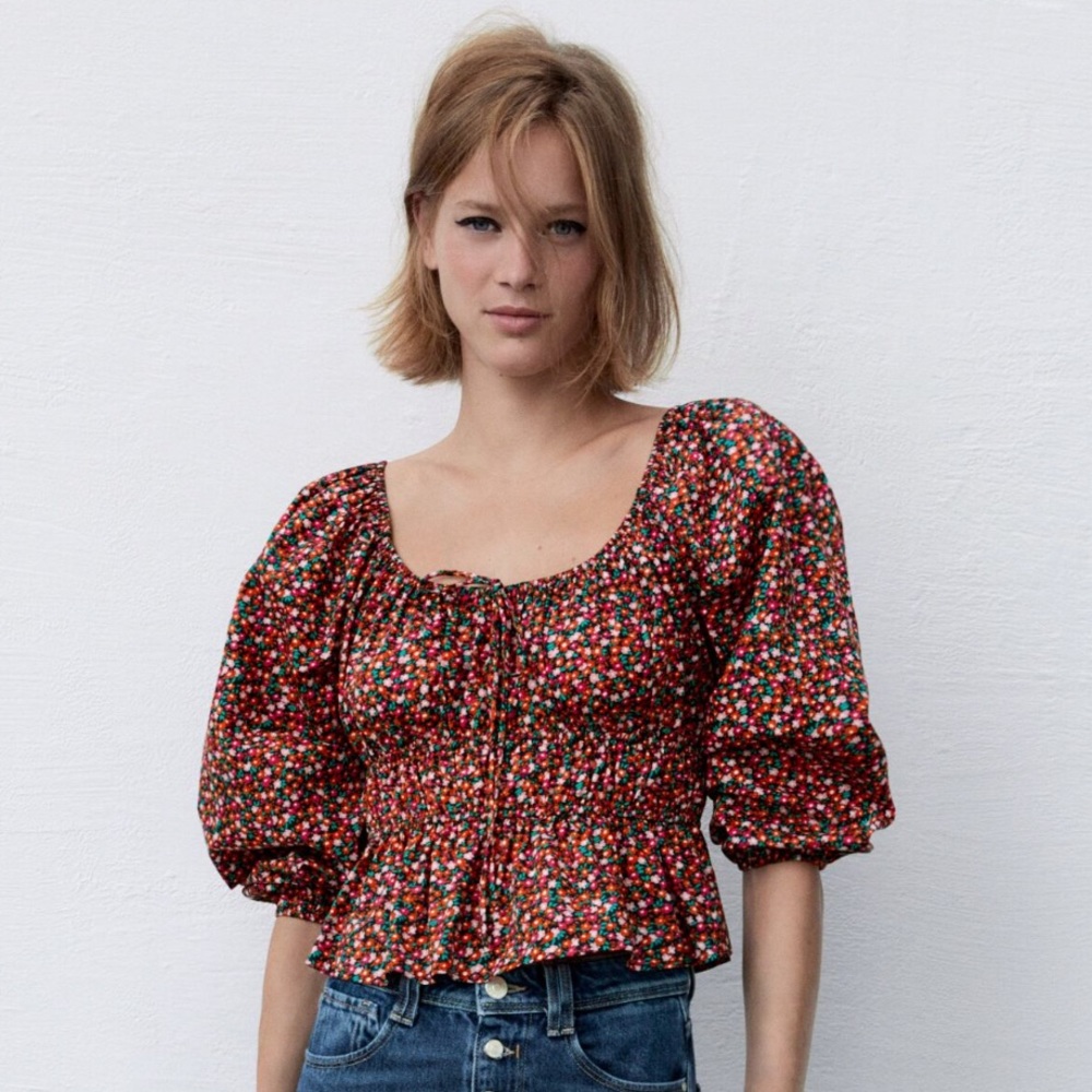 Zara Poplin Top | sz Small